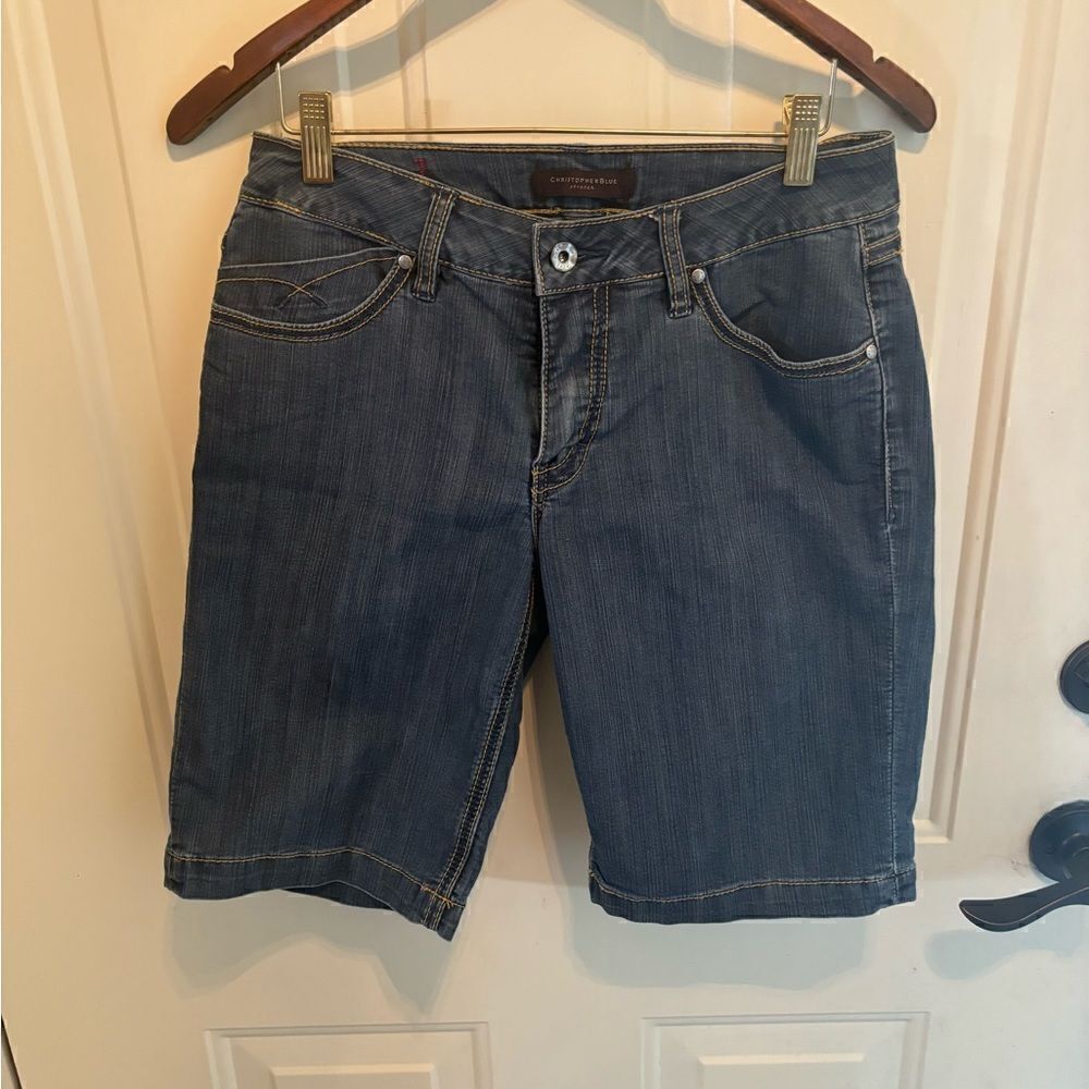 Christopher Blue Stretch Jeans Shorts size 10 - Picture 2 of 6